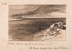 Los pantanos Pontinos sobre Terracina de Edward Lear